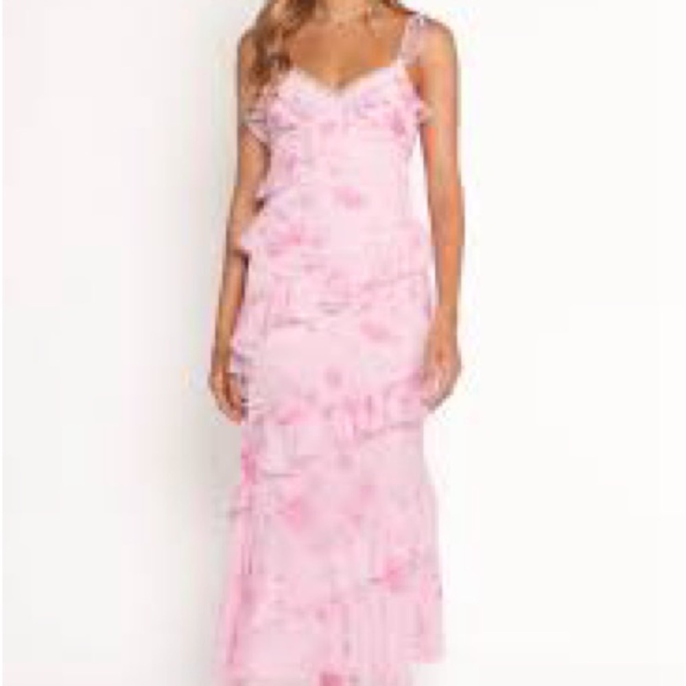 Chic Pink Ruffle Maxi Dress